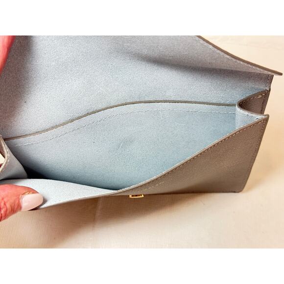 David Yurman Leather Envelope Pouch Clutch Taupe Wallet Mini Snap Closure - Picture 7 of 9